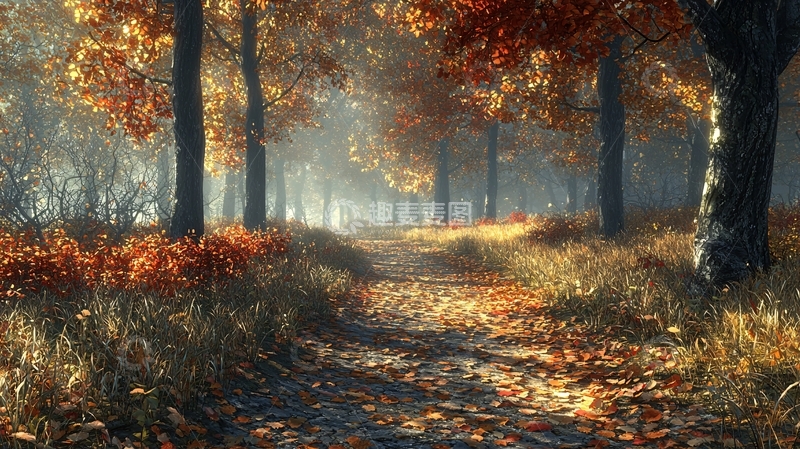 高清大图下载【趣麦麦图】秋日森林小路