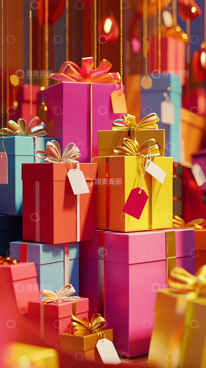 高清大图下载【趣麦麦图】彩色礼盒堆叠