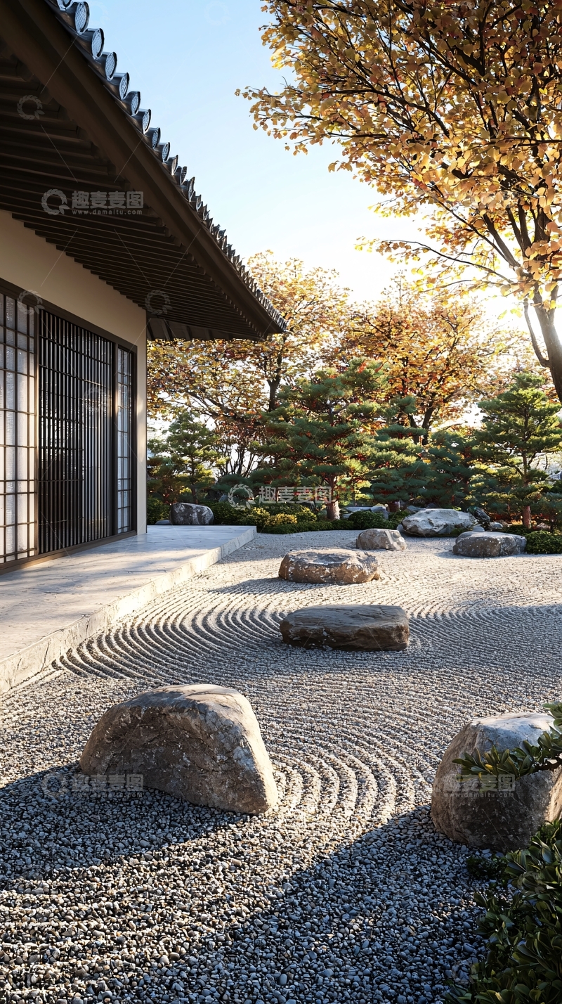 高清大图下载【趣麦麦图】日式禅意庭院景观