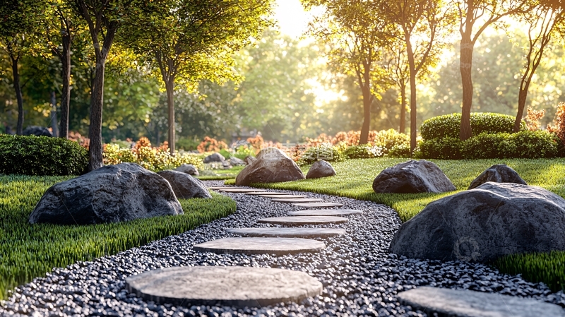 高清大图下载【趣麦麦图】阳光下的石板小路