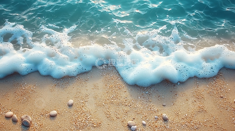 高清大图下载【趣麦麦图】海浪拍打沙滩的场景