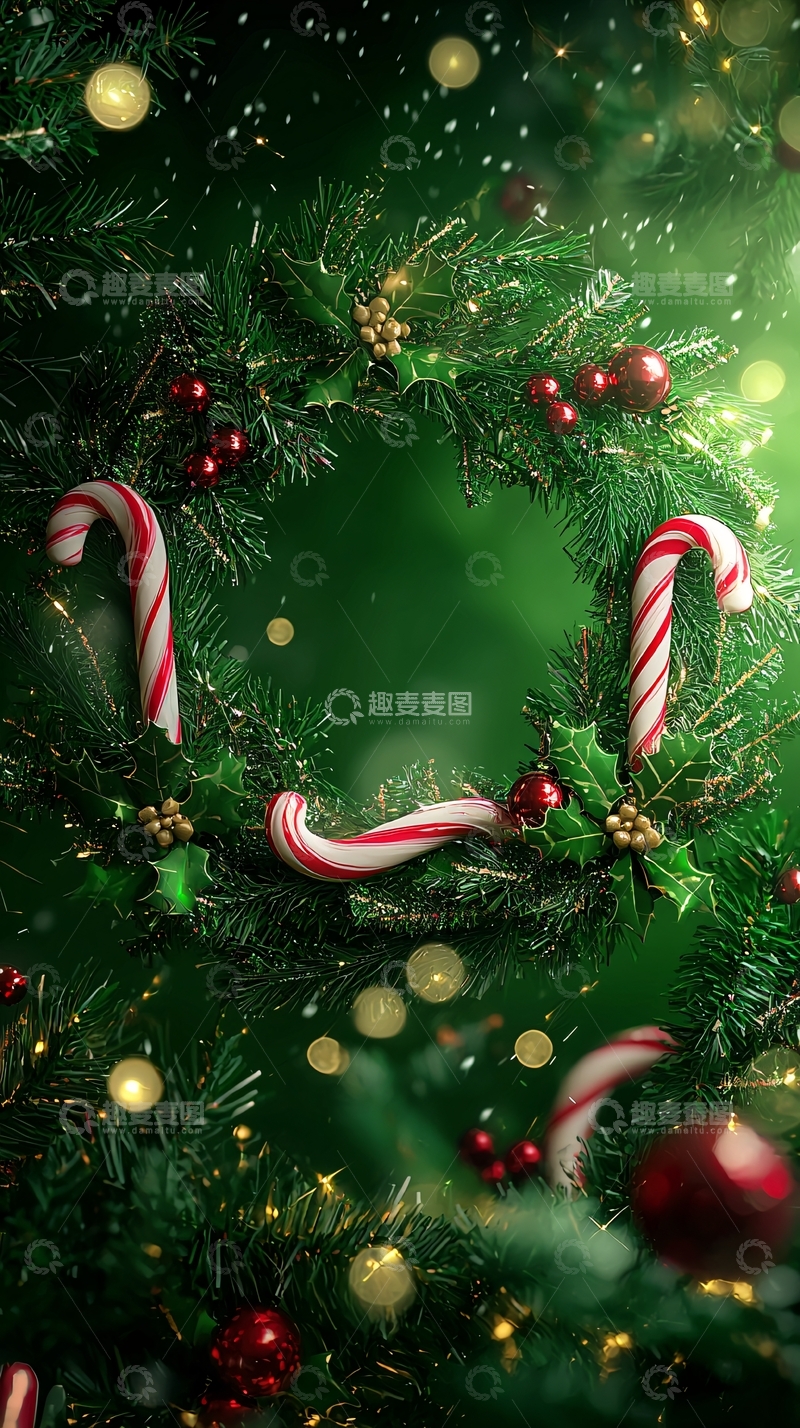 高清大图下载【趣麦麦图】圣诞节花环1