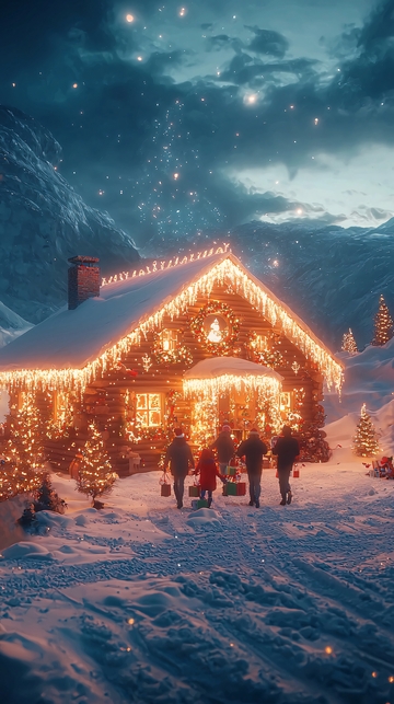 雪山小屋圣诞夜