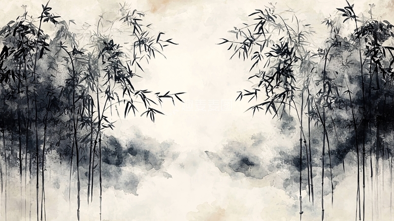 高清大图下载【趣麦麦图】水墨竹林意境画