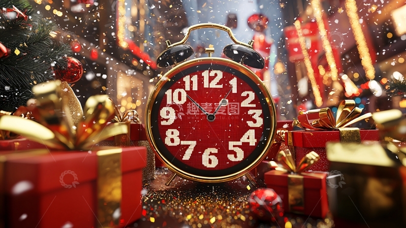 高清大图下载【趣麦麦图】圣诞节闹钟