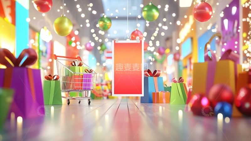 高清大图下载【趣麦麦图】圣诞商场促销场景