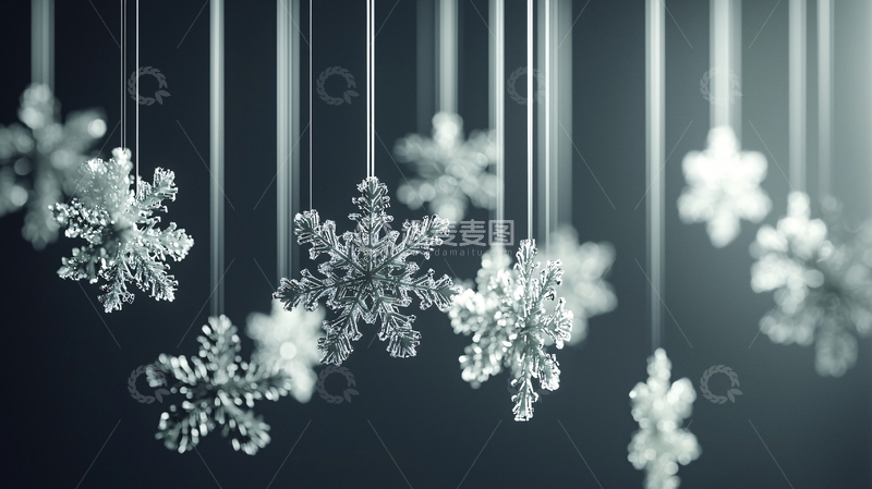 高清大图下载【趣麦麦图】悬挂的冰晶雪花