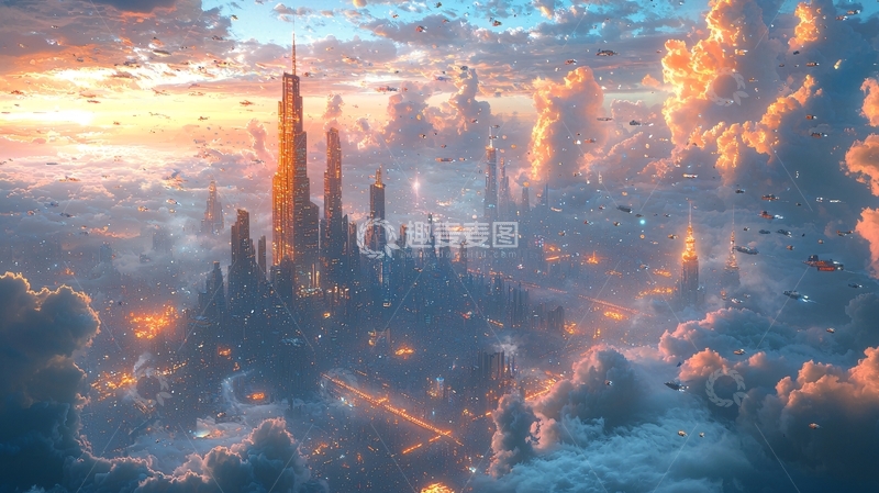 高清大图下载【趣麦麦图】云端之城