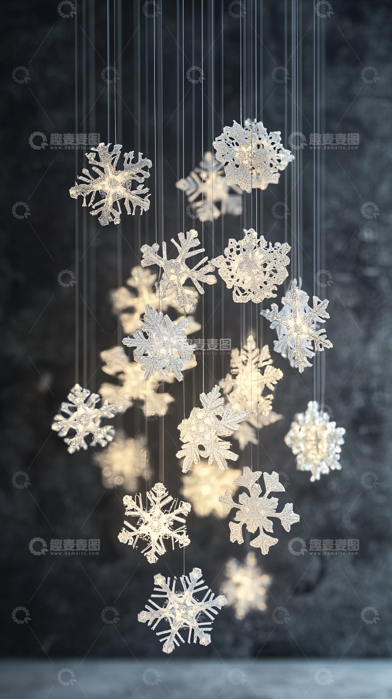 高清大图下载【趣麦麦图】悬挂式雪花灯饰