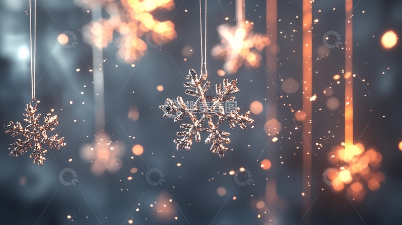 高清大图下载【趣麦麦图】悬挂的冰晶雪花装饰