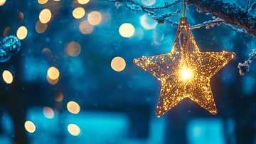 蓝色背景下闪亮的星星