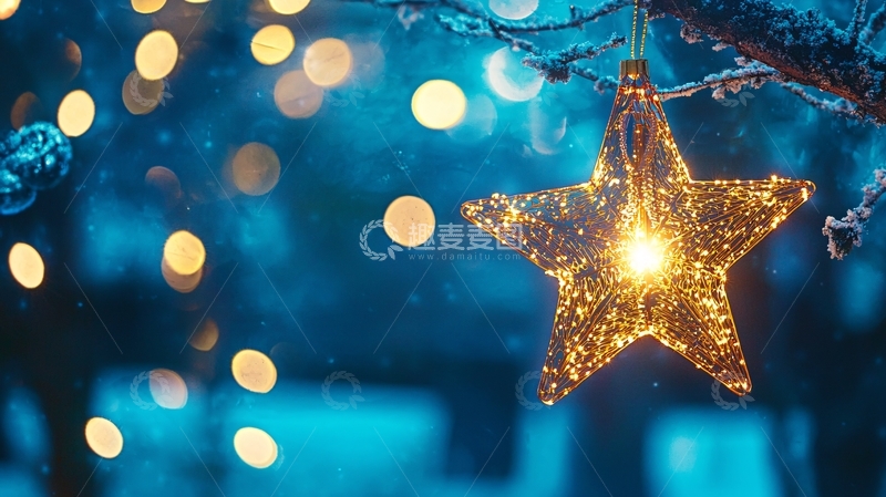 高清大图下载【趣麦麦图】蓝色背景下闪亮的星星