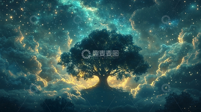 高清大图下载【趣麦麦图】星空下的生命之树
