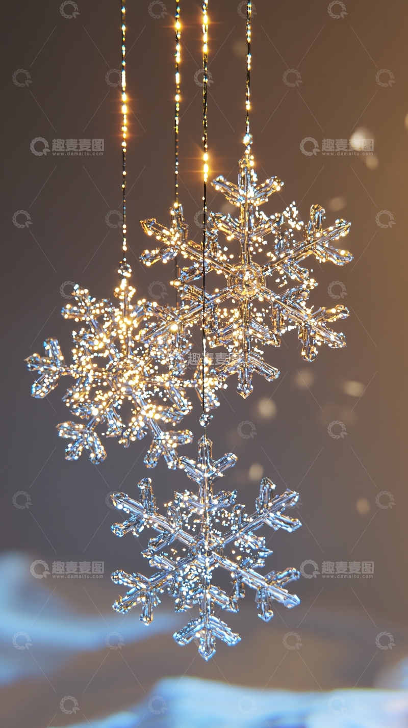 高清大图下载【趣麦麦图】闪亮水晶雪花吊饰