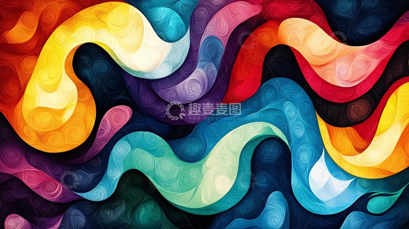 高清大图下载【趣麦麦图】彩色波浪曲线