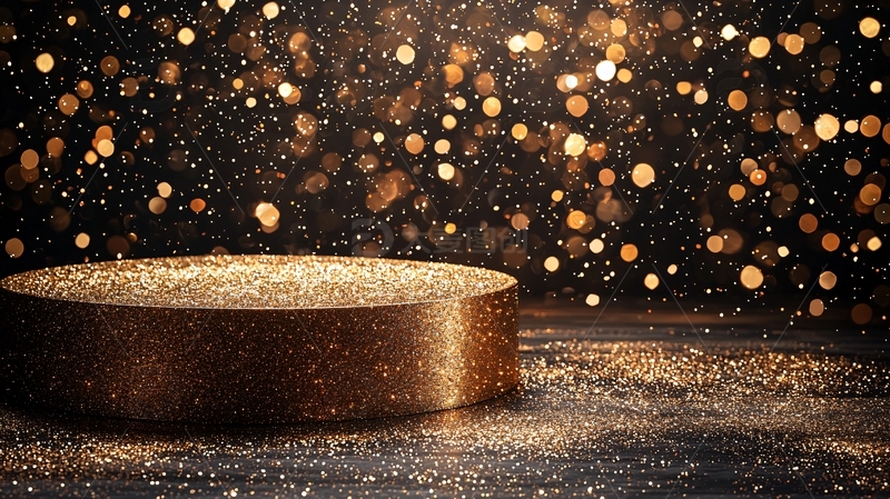 高清大图下载【趣麦麦图】金色圆形舞台背景闪耀