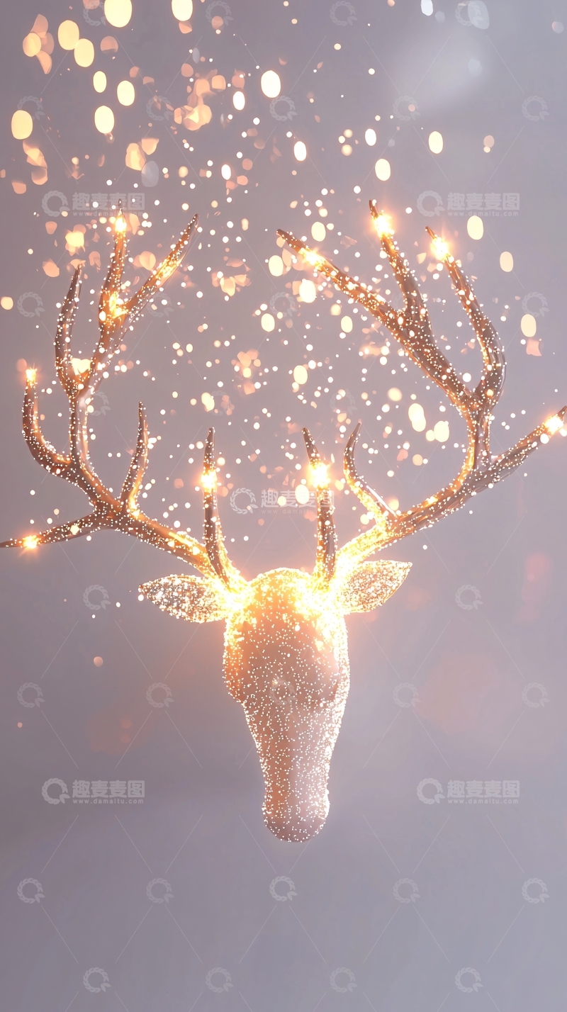 高清大图下载【趣麦麦图】闪光鹿头圣诞装饰
