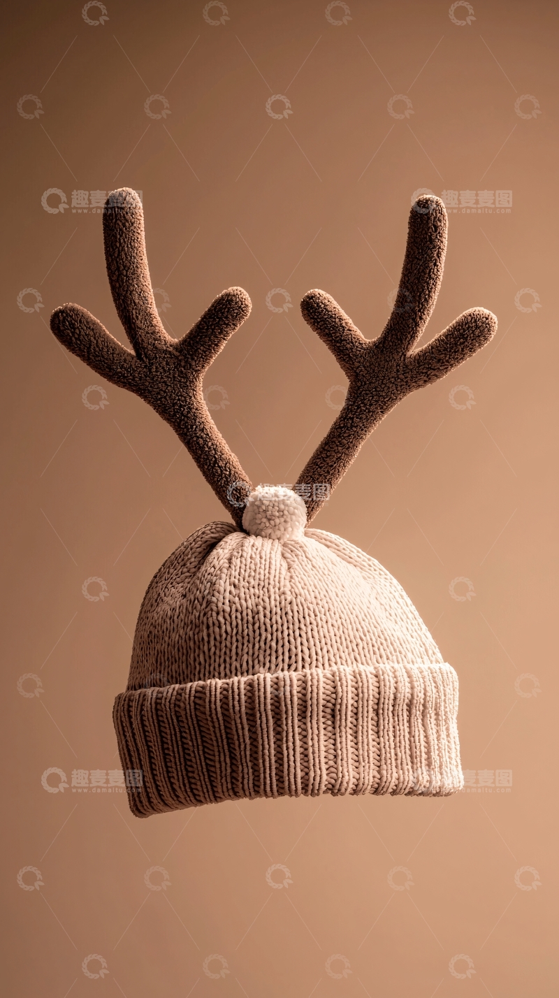 高清大图下载【趣麦麦图】-圣诞毛线帽鹿角