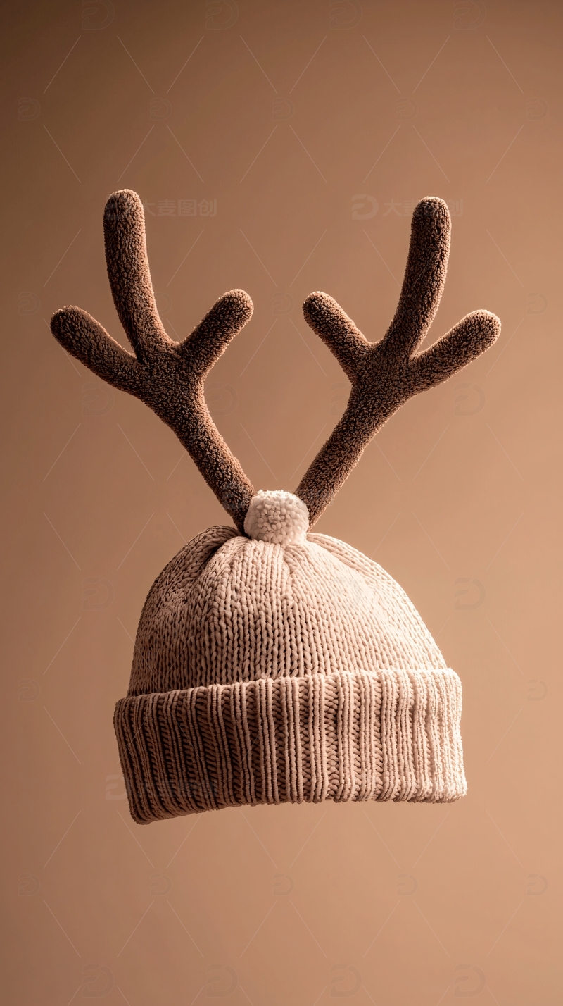 高清大图下载【趣麦麦图】圣诞毛线帽鹿角