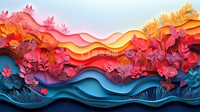 高清大图下载【趣麦麦图】彩色纸艺景观