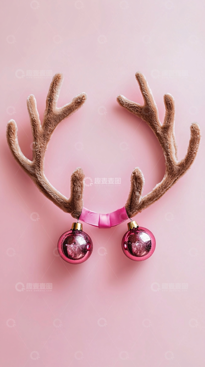 高清大图下载【趣麦麦图】粉色背景鹿角头饰