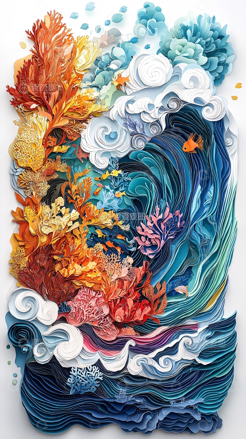 高清大图下载【趣麦麦图】纸艺海洋生物