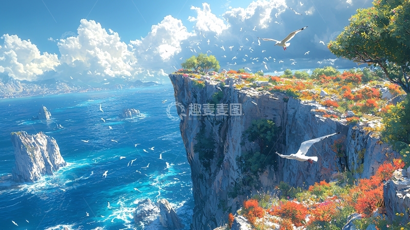 高清大图下载【趣麦麦图】悬崖海景