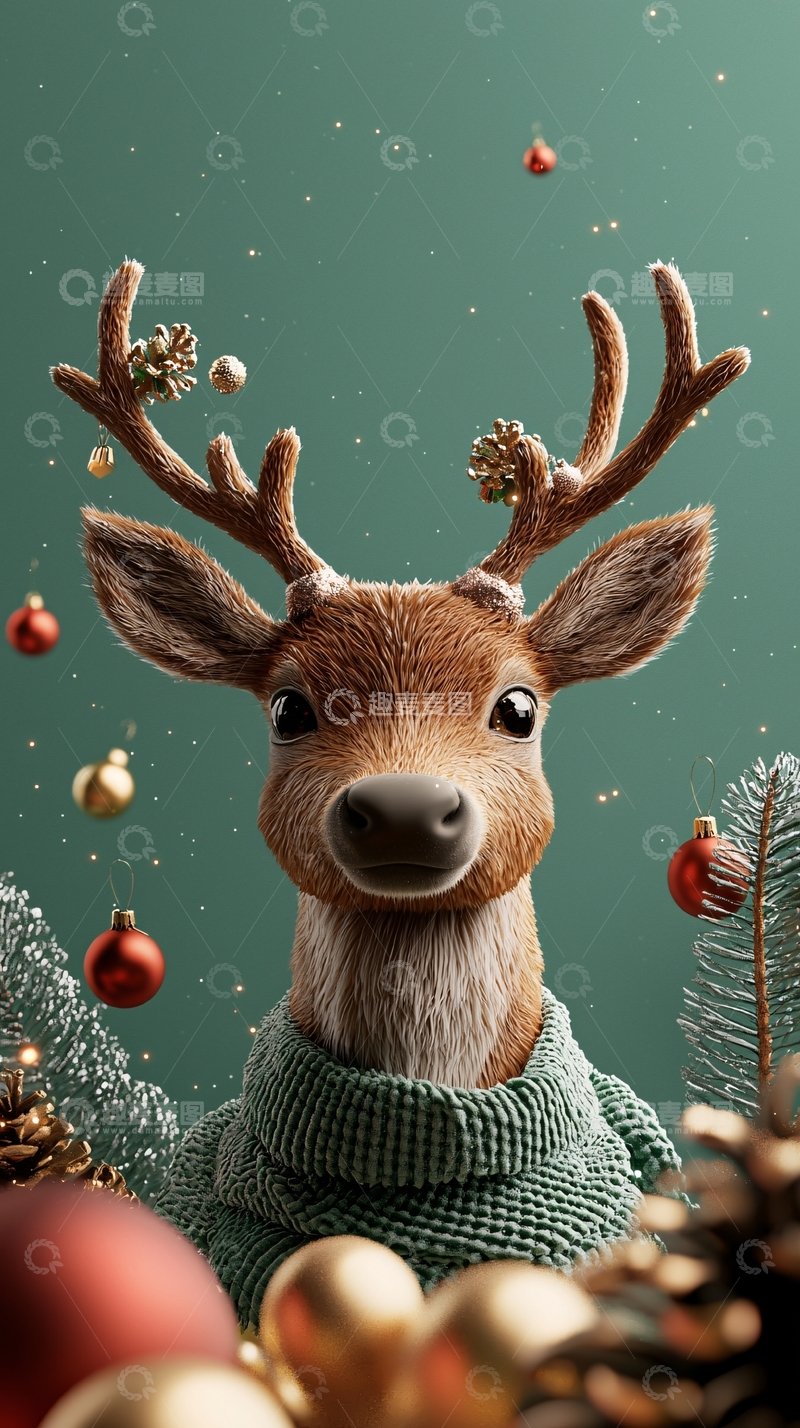 高清大图下载【趣麦麦图】圣诞麋鹿