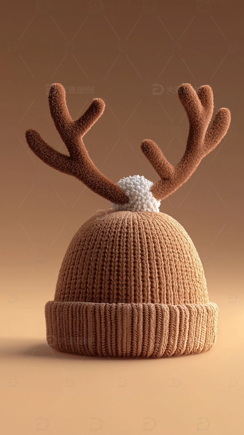 高清大图下载【趣麦麦图】棕色毛线帽