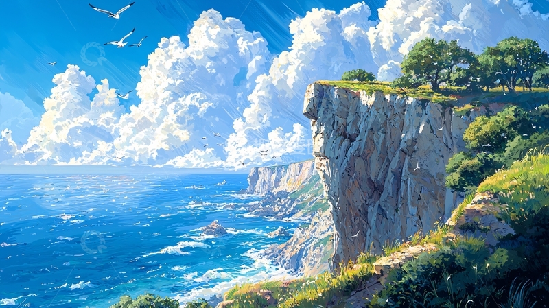 高清大图下载【趣麦麦图】海边悬崖