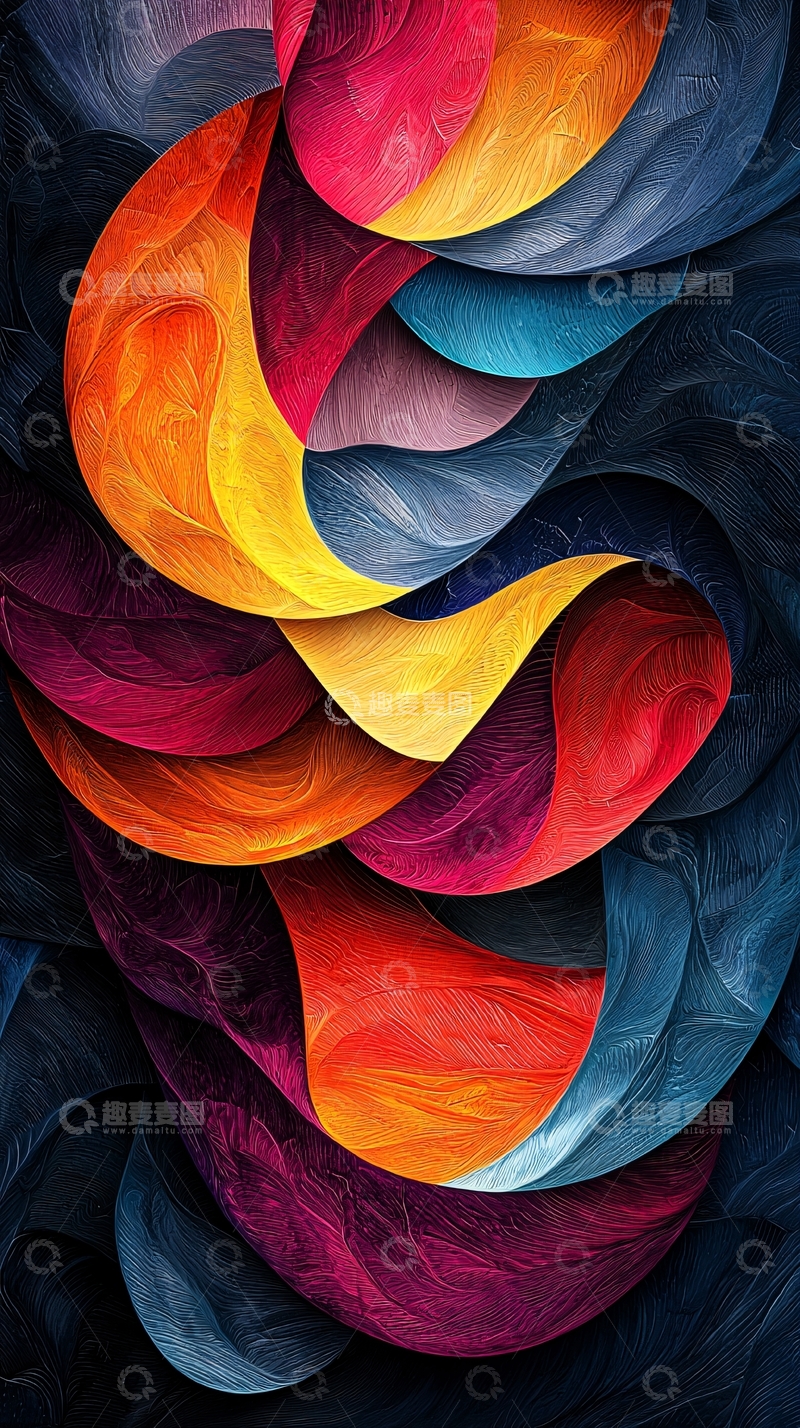 高清大图下载【趣麦麦图】彩色抽象漩涡纹理