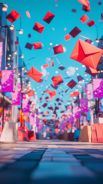 红信封飞舞的街道