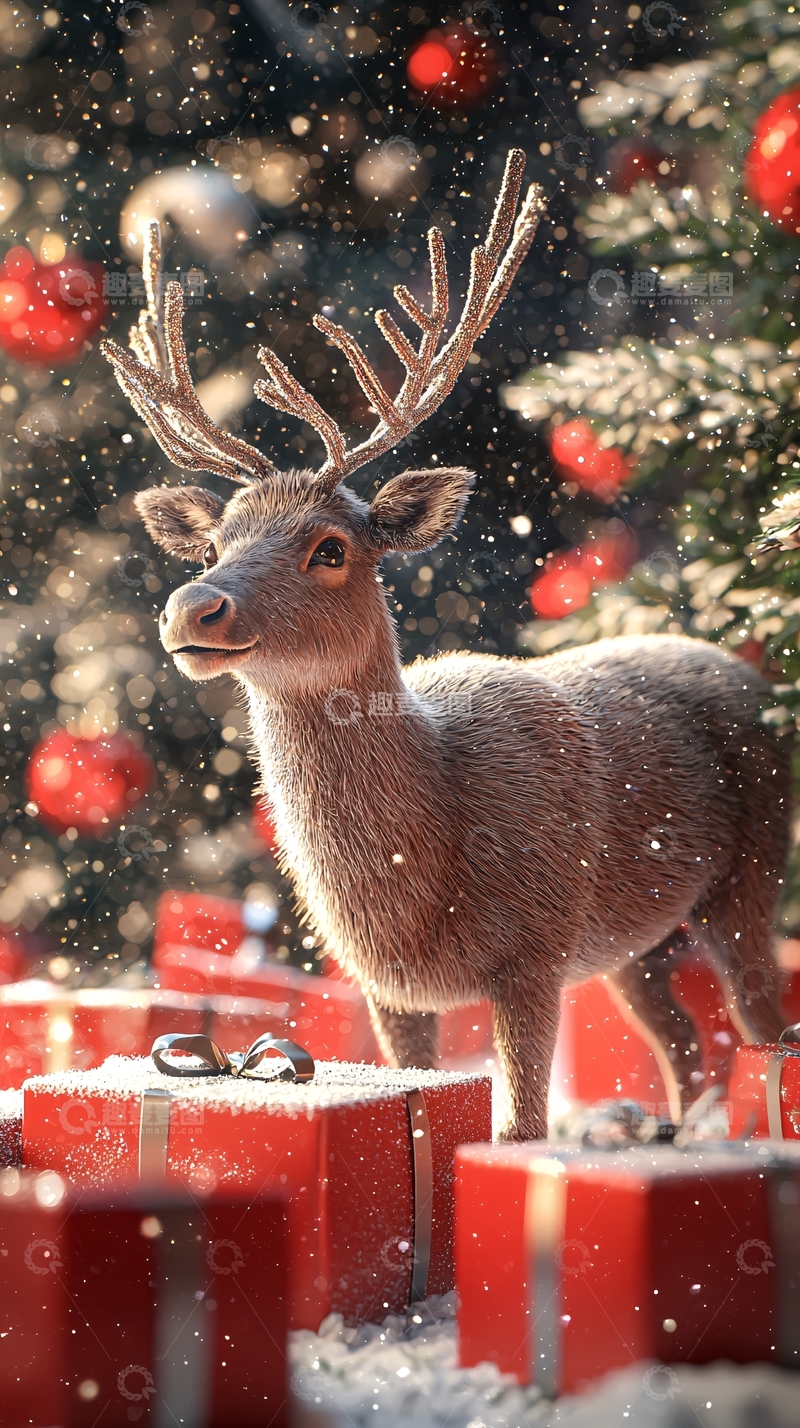 高清大图下载【趣麦麦图】圣诞节驯鹿