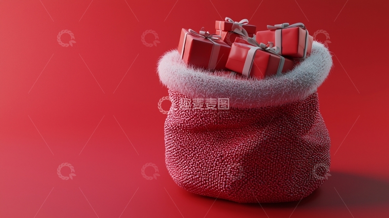 高清大图下载【趣麦麦图】红色圣诞礼物袋