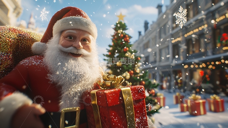 高清大图下载【趣麦麦图】圣诞老人送礼物