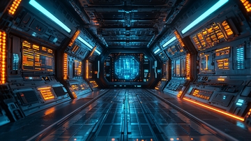 未来科技感控制室