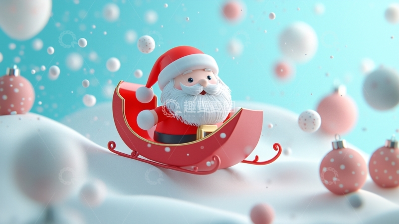 高清大图下载【趣麦麦图】圣诞老人雪橇