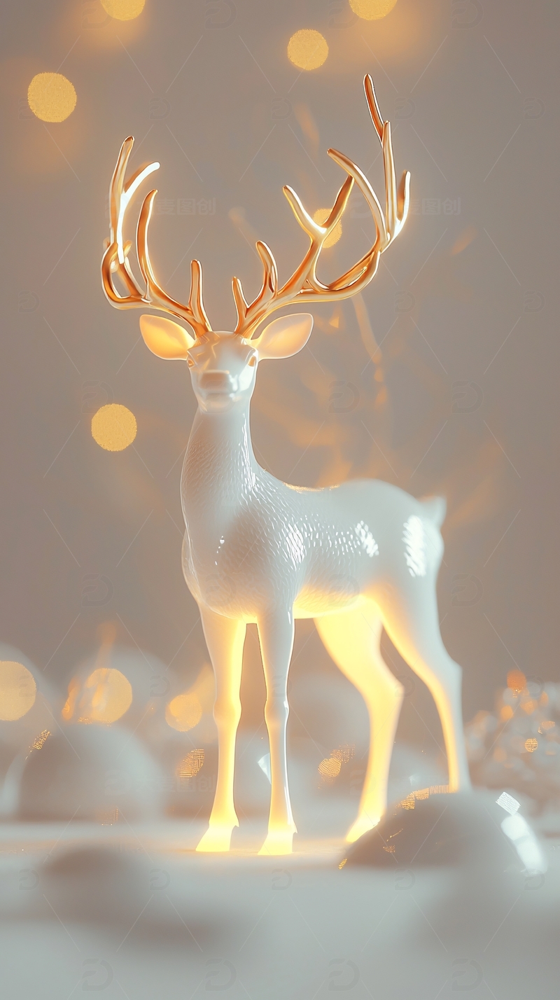 白色圣诞鹿