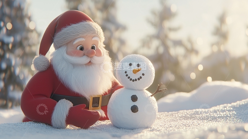 高清大图下载【趣麦麦图】圣诞老人和雪人3