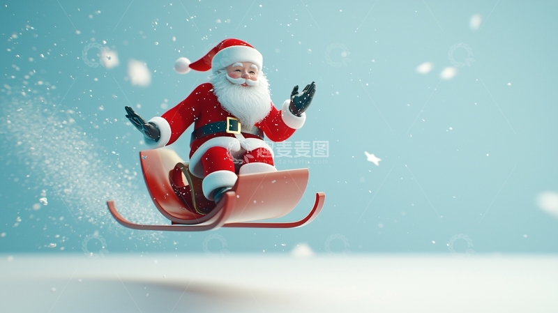 高清大图下载【趣麦麦图】圣诞老人雪橇