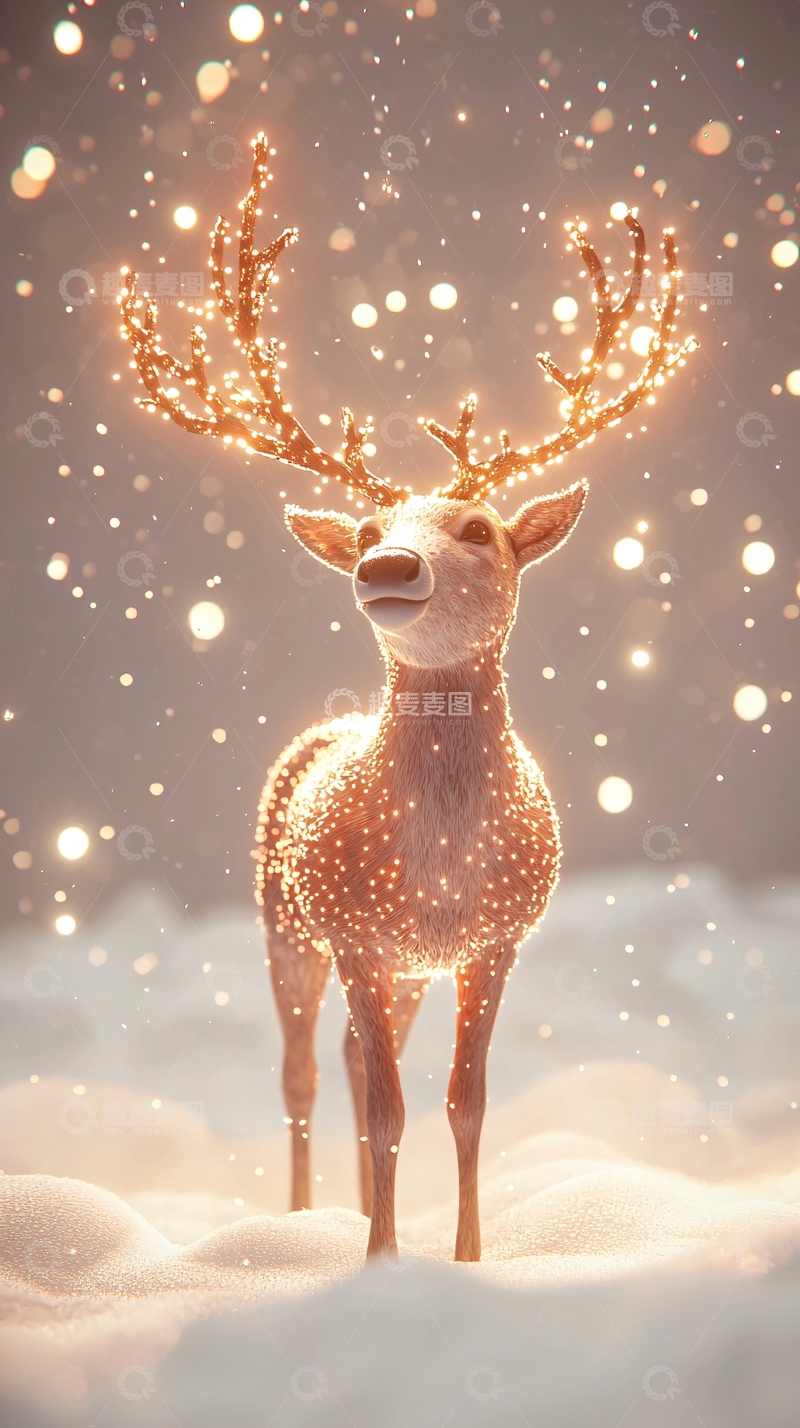 高清大图下载【趣麦麦图】闪耀光芒的圣诞鹿