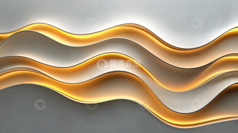 高清大图下载【趣麦麦图】金色波浪曲线背景
