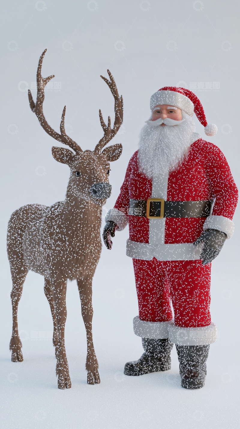 高清大图下载【趣麦麦图】圣诞老人与驯鹿2