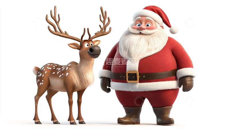 高清大图下载【趣麦麦图】圣诞老人与驯鹿4