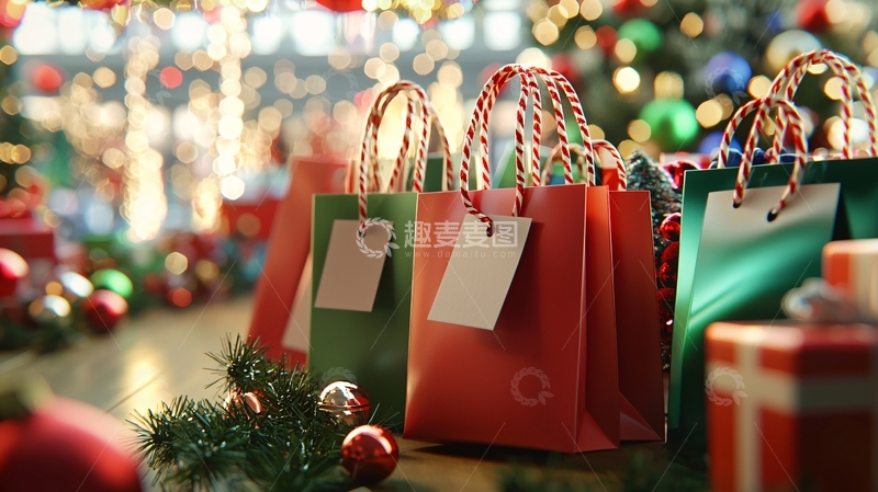 高清大图下载【趣麦麦图】圣诞节购物袋