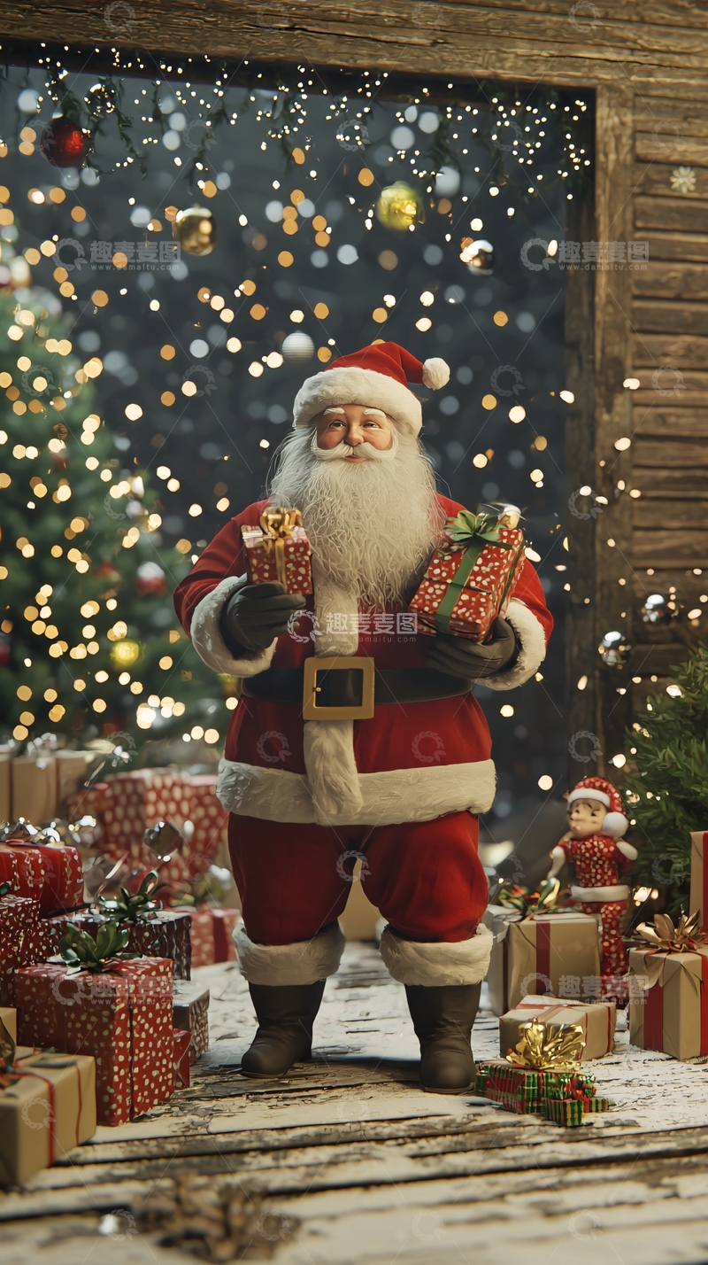 高清大图下载【趣麦麦图】圣诞老人送礼物
