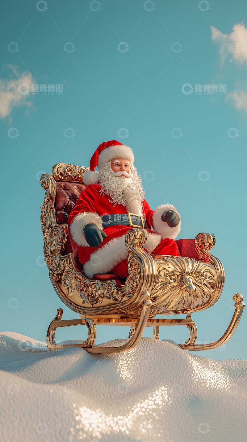 高清大图下载【趣麦麦图】圣诞老人雪橇