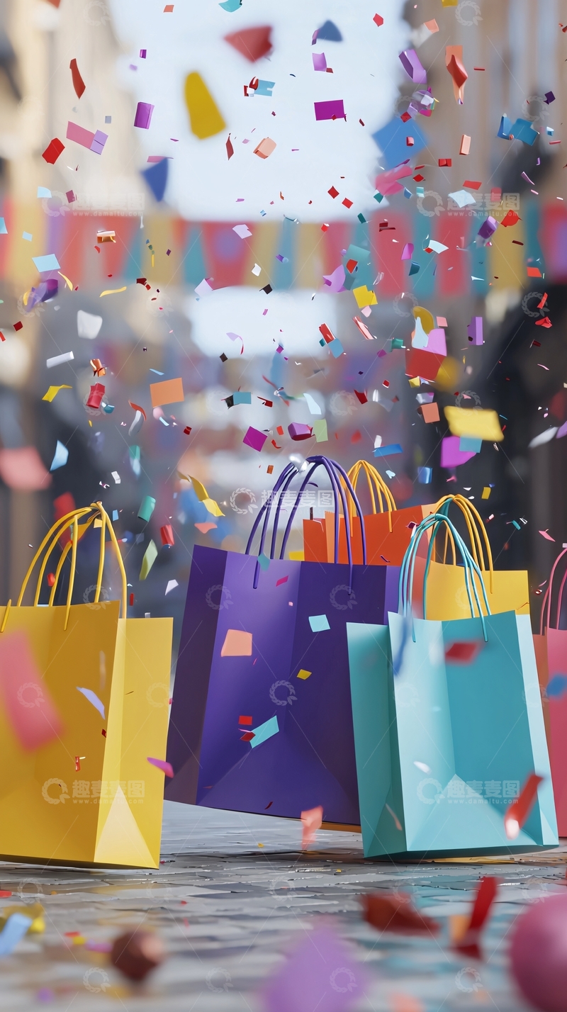 高清大图下载【趣麦麦图】彩色购物袋