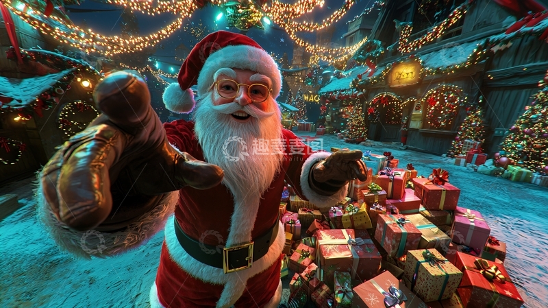 高清大图下载【趣麦麦图】圣诞老人送礼物