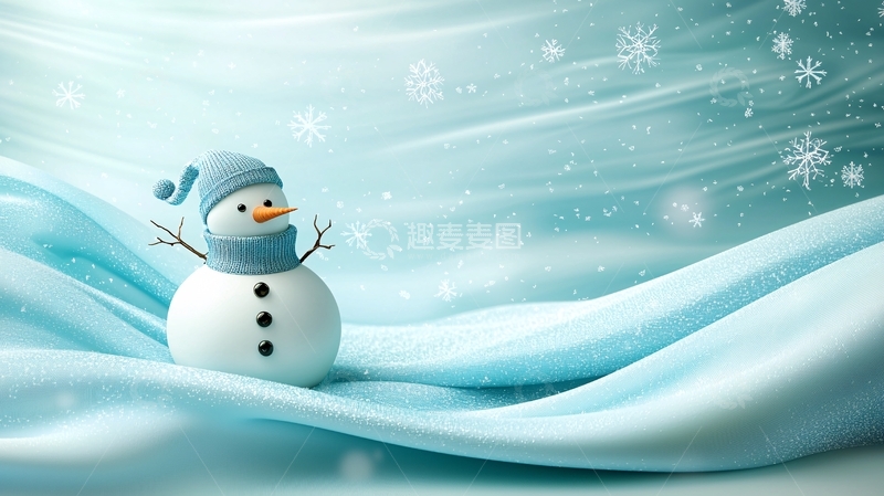 高清大图下载【趣麦麦图】蓝色系雪人